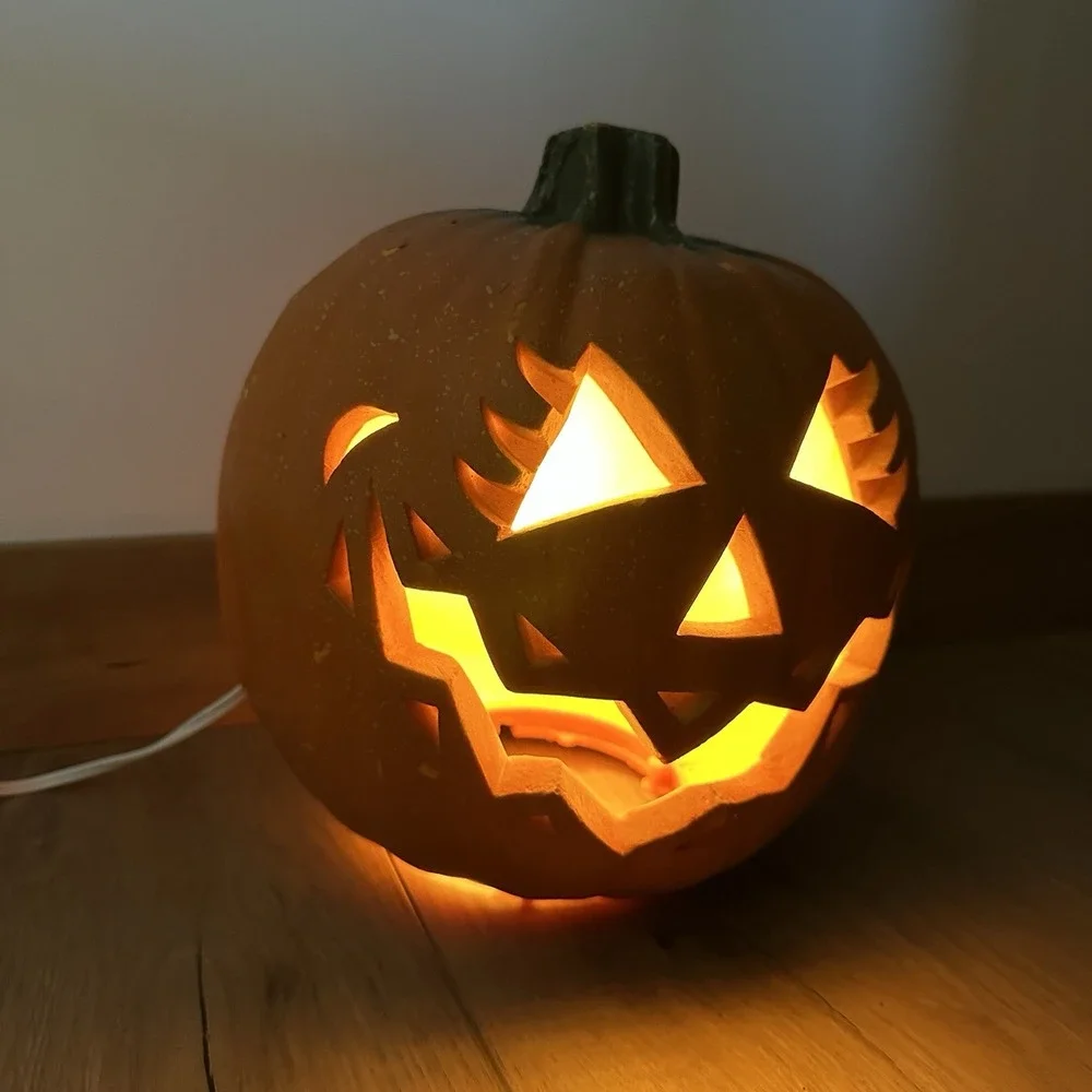 VTG‎ Blow Mold Halloween Jack O Lantern Light 90s Eyelashes Pumpkin